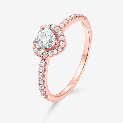 Amour Rose Gold Heart Halo Ring