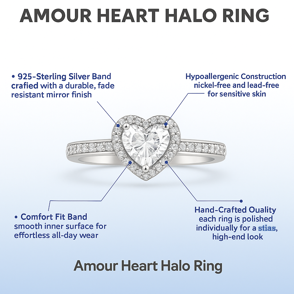 Amour Heart Halo Ring
