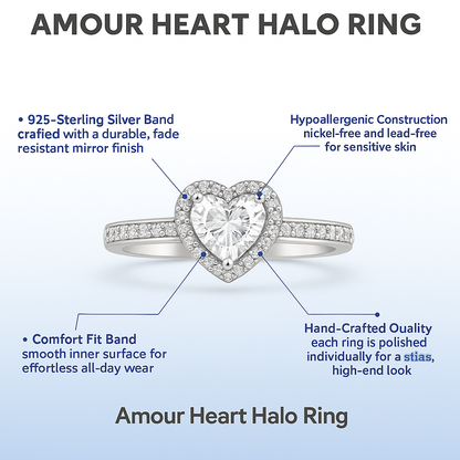Amour Heart Halo Ring